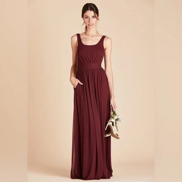 Birdy grey maroon burgundy Grecian maxi dress gown nwot